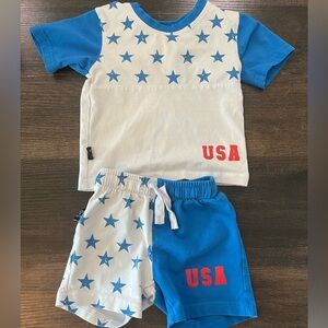 Olive + Scout USA Star Print Matching Set - Blue & White